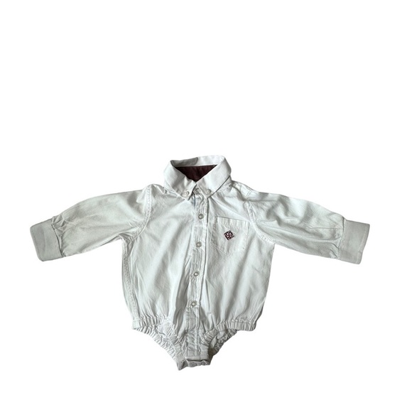 Andy & Evan White Collard Long Sleeve Button Up Onesie Size 3-6 Months - Picture 1 of 8